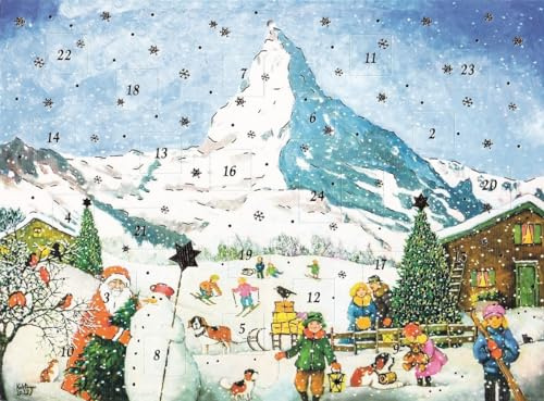 chemstickattack Nostalgischer Adventskalender Matterhorn aus Karton zum aufhängen A4