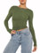 OYIGELZ Damen Langarmshirt Rundhals Slim Fit Y2K Oberteile Basic Crop Tops Casual Streetwear t Shirt(Armeegrün-06,M)