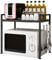 BRAVECOW Microwave Shelf Stand Expandable Oven Rack Storage Kitchen Organizer Counter Cabinet Holder Adjustable Width Height with 4 Hooks (1-Tier)