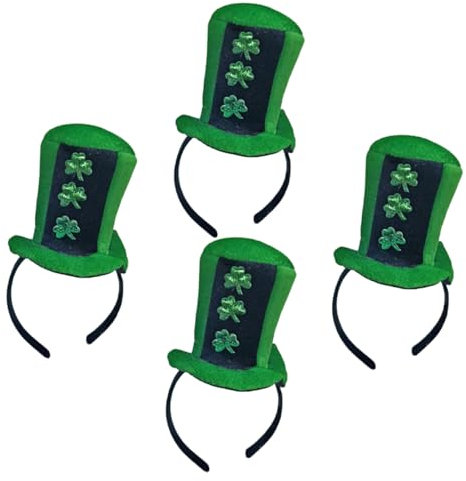SHERCHPRY Elegantes Grünes Glitzerhut-haarband 4-teilig Kleeblatt-accessoires Für St Patricks Day Und Partykleidung