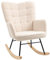 HOMCOM Fauteuil à Bascule, Rocking Chair, revêtement Bouclette, Fauteuil Allaitement, Chaise à Bascule, Structure en Acier, Pieds en Bois Massif, Beige