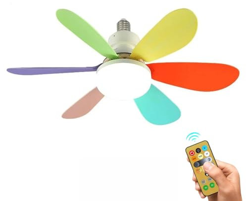 TOHCSYYl Ceiling Fan with Light and Remote Control, Ceiling Fan Light Dimmable 3 Colors, 30W/40W Quiet Ceiling Fan Lamp with 6 Blades 3 Timer, for Bedroom Living Room Kitchen (30W Colorful), MUJJ8643