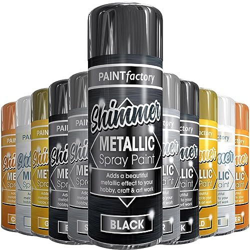 AlezyB 1 x Metallic Black Spray Paint 200ml Multi-Purpose Aerosol Use for Metal and Wooden Furniture, Ornaments, Decorative Items and Much More for Interior & Exterior