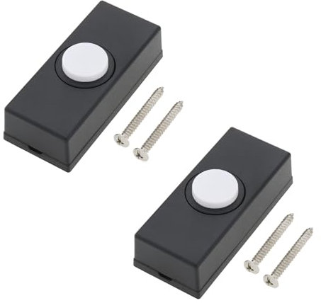 Create idea Lot de 2 interrupteurs carrés noirs en plastique ABS pour installer une sonnette rétro décorative avec vis 17 x 24 x 55 mm