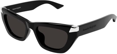 ALEXANDER MCQUEEN Womens AM0440SA-001 53 Woman Recycled Sunglasses, Black-Black-Grey