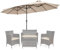 KOMFOTTEU Sombrilla Doble de 470 x 280 cm de Jardín, Parasol Grande con Manivela y 12 Varillas, Sombrilla Rectangular con Protección UV para Terreza, Mercado, Piscina, Patio, sin Base (Beige)