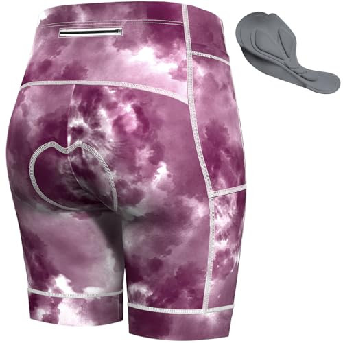 Lo.gas Radlerhose Damen Gepolstert Kurz Atmungsaktiv Fahrradhose Polster Elastische Radhose Schnelltrocknend Radshorts Rennrad Bike Hose Mit 3 Tasche Rot L