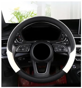 Lenkradbezug Autoinnenausstattung 42 cm 45 cm 47 cm 50 cm LKW-Lenkradbezug Für LKW Für Bus, Leder-Lenkradbezug Lenkrad Aufkleber(50cm white)