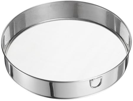 sourcing map 304 Stainless Steel Flour Sifter, 10Inch 40 Mesh Round Sifter Flour Sieve Mini Fine Mesh for Baking Cake Bread, Silver