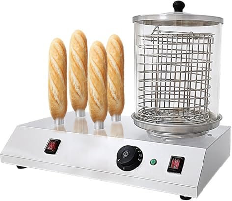 YXFAZPP Electric Hot Dog Maker, 458W Commercial Hot-Dog Machine Stainless Steel with 3/4 Toaster Rods, Adjustable Temperature, Professional Hot Dog Steamer for Hot Dogs (4)