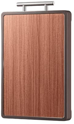 Shienfir Stainless Steel Kitchen Prep Board Portable Chopping Wood Cutting with Juice Slot Reversible Double-sided for Meat Fruits Dark Brown