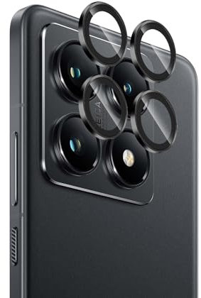 Lutree para Xiaomi Mi 14T Pro Protector de Lente de Cámara, Dureza 9H Lentes Individuales Película Protectora, Aro Metálico + Cristal Templado, HD Anti Rasguños -Negro