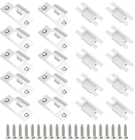 Yuiturt 10 PCS Door Strike Plate, Stainless Steel Door Latch Plates with Dust Boxs and Matching Screws, Adjustable Strike Plate Deadbolt Door Lock Indoor Frame Lock Plate for Wooden Doors 68x39 mm