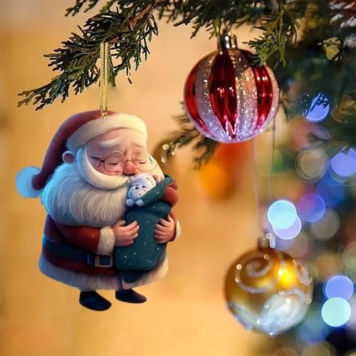 Weihnachtskugeln Weihnachtsbaumschmuck 2024 Weihnachtsdekoration 2024 2D Acryl Weihnachtsanhänger Hängende Ornamente für Weihnachtsbaum Feiertage Party Auto Home Decor