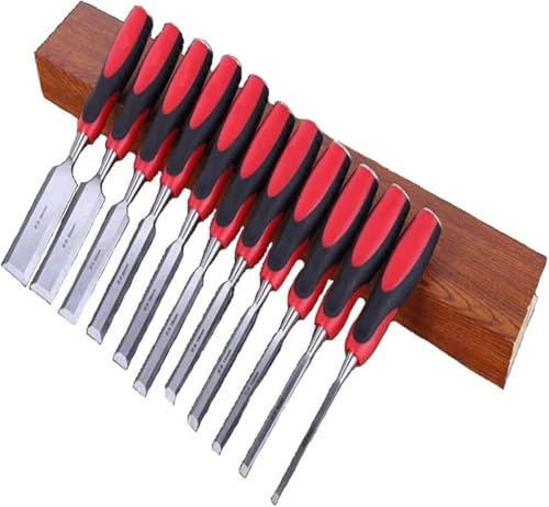 Professional Wood Carving Chisel Set 11 Pieces Sharp Tools Ideal for Beginners (Black + Red)