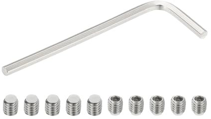 PATIKIL M6x6mm Nylon Tip Grub Screw, 10pcs 304 Stainless Steel Metric Hex Socket Head Cup Point Bolt Anti Slip Internal Hex Drive Hardware with l Key Wrench