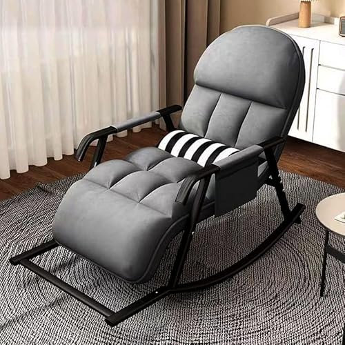 YUODIJIO Sonnenliege mit Auflage, Liegestuhl Gartenliege Verstellbarer Rücklehne, Schaukelstuhl Outdoor, Swingliege Schaukelliege Relaxliege für Patio/Strand/Terrasse/Pool (Grey)