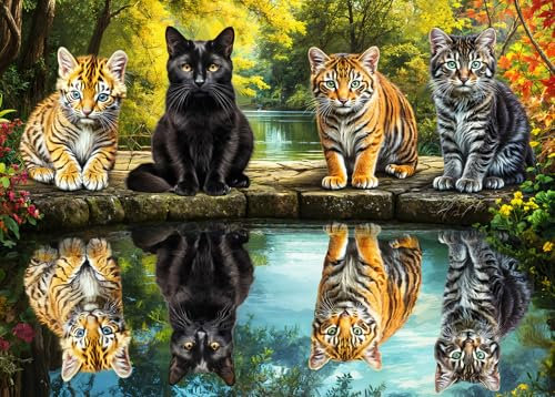 jigsaw Puzzles 1000 Pieces for Adults -Cat and Tiger- Fun Educational Games Beautiful 1000 Piece Decoration Puzzle