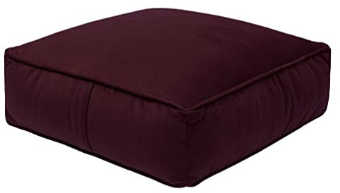 Loft 25 Bodenkissen Meditationskissen mit 20 cm Sitzhöhe Yoga Kissen mit Dinkelfüllung, Indoor Wohnzimmer Samt Bodensitzkissen Leichtes Floor Cushion für Balkon und kinderzimmer (Aubergine)