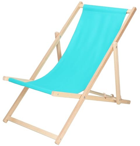 SPRINGOS Klappbare Sonnenliege aus Buchenholz – 3-Fach Verstellbar Liegestuhl mit Sicherheitsverschluss, Massivholz Gartenliege für Balkon, Terrasse & Strand, bis 120 kg, Selbstmontage, Türkis