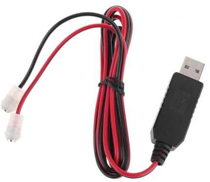 Riiichflowshop 1m 3.7V 18650 26650 Battery 5V USB to 4.2V Power Supply Cable for Fan LED light Clear White