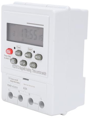 Digital Timer Switch, 7 -tägiger Programmierbarer Zeitsteuerungsschalter, mit DIN Rail Mount AC220V 63A Programmierbarer Lichtschalter Timer in der Wand für Haushaltsgeräte