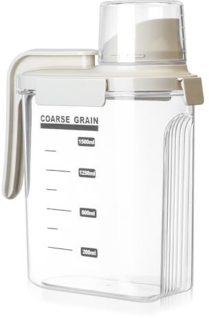Contenitori Ermetici per Alimenti, 1500ml Porta Cereali da Colazione, Contenitori Pasta, Contenitore con Misurino Coperchio per Detersivo in Polvere, Contenitore Cereali Farina Zucchero Riso Cibo