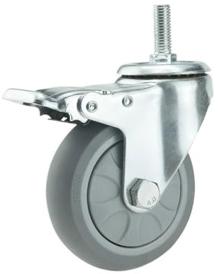 dvnFWKc Ersatzrollen, Lenkrollen, strapazierfähig, 3/4/5 Zoll, mit Feststellbremse, Drehrollen, Wagenrad, hochbelastbare Industrie-Schubkarre, Gummirad, 1 Stück(Brake Wheel,3 inch)