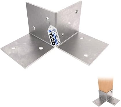 GeZu Impex Pergola Floor Bracket 71 x 71 mm Set of 4 | Hot Dip Galvanised Wooden Pergola Kit Floor Plates Ground Fixing Floor Support Post Connector Bracket