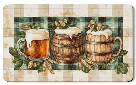 Abtropfmatte mit Biermotiv für Küchentheke, rustikales Vintage-Getränke, saugfähiges Gummi-Abtropfgestell, Matte, Herbst-Pu-Leder, Abtropfunterlage für Küche, Theke, Barschutz, 30,5 x 50,8 cm