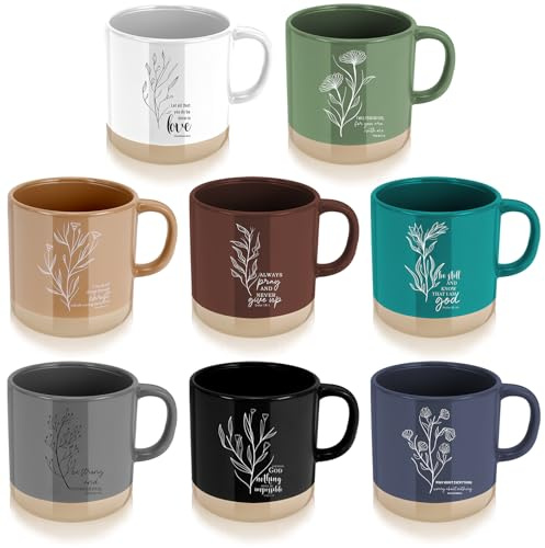 8 Pcs Christian Gift Mugs for Women, Ceramic Coffee Mugs | Bible Verse Design, Spiritual Mugs for Mom, Grandma, Sister, Friend and Coworker Gifts