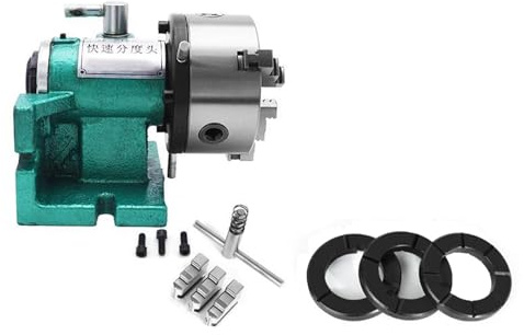 Tavola rotante per fresatrici, set di teste di divisione con mandrino a 3 griffe da 5/125 mm, testa di divisione da 5/125 mm, modello orizzontale verticale, per fresatrici, rettificatrici e trapan
