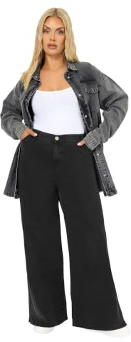 Yours Curve Wide Leg Slouchy Jeans - Women's - Plus Size Curve