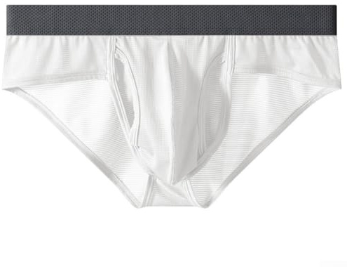 EasyByMall Slip da uomo aperto sul davanti in tessuto traspirante di seta ghiacciata con vita bassa e design separato in rete