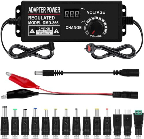 Lepealu Power Adapter Adjustable 4A 144W Universal Power Supply 3V-36V AC/DC Converter Variable Universal Adapter with Voltage Indicator 14 Tips for Home Electronics