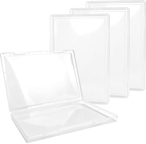 4PCS Clear A4 File Portable Project Case, Plastic Waterproof File Storage Box with lid for 8.5 x 11 Paper Folder, Office School Supplies Documents, Magazines Scrapbooks Photos Papers Letters