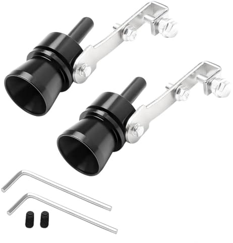 Aoreun 2 Stück Auspuff Sound Booster, Aluminiumlegierung Turbo Sound Simulator Pfeife, Auto Turbo Sound für Alle Fahrzeuge Modelle (Schwarz)