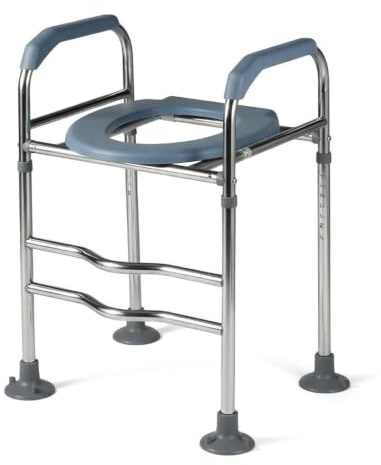 KAFENDA Raised Toilet Seat with Handles, Adjustable Riser for Seniors | Heavy duty 100kg frame, 48cm wide seat, 6 heights 50-60cm, tool-free, non-slip