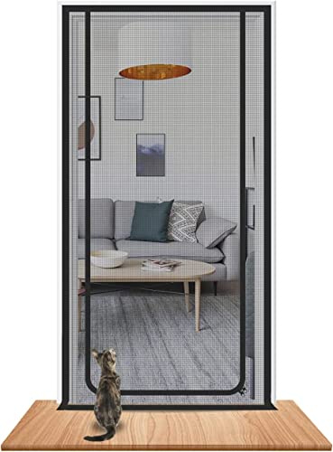 Zanzariera per Gatti Adatta a Porte di Dimensioni 120 cm x 240 cm, Rinforzata, con Doppia Cerniera per Cortile, corridoio, Balcone, Serra