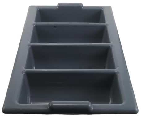 NUOBESTY Organizador de Cubiertos para Cocina 4 Compartimentos, Bandeja de Plástico Resistente para Utensilios, Porta Cubiertos Pequeño para Buffet y Restaurante, Soporte para Encimera,