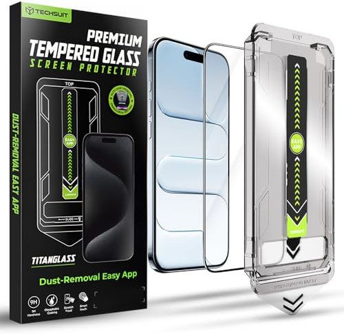 Techsuit Displayschutzfolie für iPhone 17 Air Gehärtetes Glas mit Vollständige Abdeckung, HD Klarheit, Stoßschutz, Oleophobe Beschichtung, Anti Fingerabdruck, Blasenfrei, TitanGlass FullCover