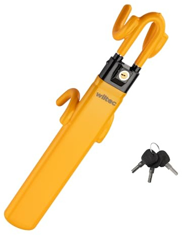 Wiltec Lenkradkralle inkl. 3 Schlüssel 490 x 90 x 98 mm für Lenkräder mit Durchmesser 190-315 mm