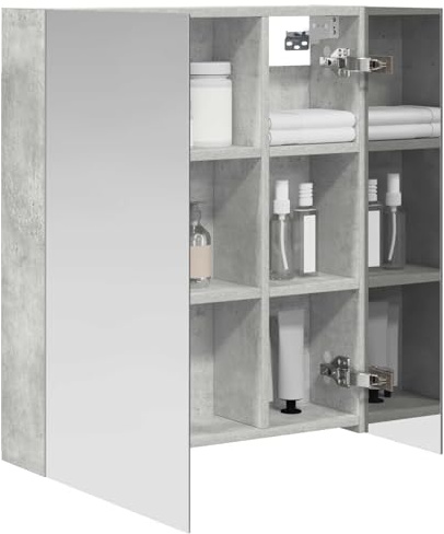 vidaXL Badezimmerspiegelschrank Beton Grau 60 x 14,5 x 70 cm | Kompakt und wandmontiert, Spiegel und Stauraum, Eleganter und funktionaler Stil