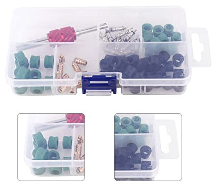 Kit surtido de herramientas de extracción de núcleo de válvula de aire acondicionado automático (10 núcleos de válvula + 50 juntas de manguera + 10 válvulas + 1 herramienta de extracción)