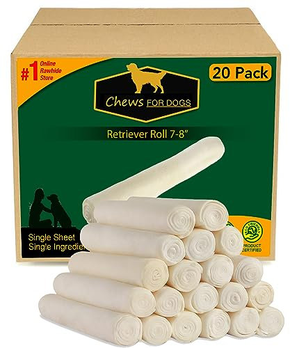 Retriever Rohleder-Rollen, ca. 18-20,5 cm Einzelner Bogen. 100 % natürliches Produkt. Großartiges Kauspielzeug für Hunde.