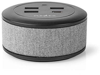 Nedis SCSPD100GY Cargador de Sobremesa de Tela, Gris, 3X USB 2.1 A (Máx.)