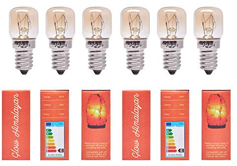 6 Pack 15W Bulb for Himalayan Salt Lamps, Dimmable E14 Socket. Original Replacement. One Year Warranty. Glow Himalayan.