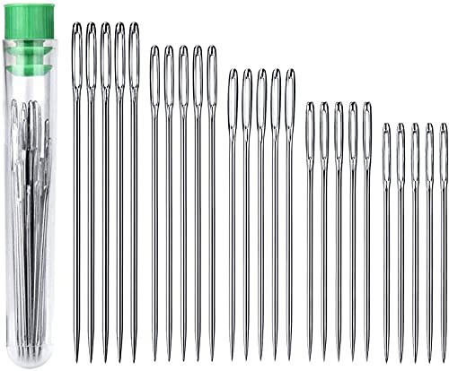 AIEX 25 Pieces Large Eye Blunt Needles Knitting Needles in Transparent Tube (Sharp)