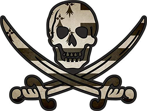 Akachafactory Sticker Aufkleber Pirat Piraten Jack Rackham Calico Flagge Fahne Bretagne