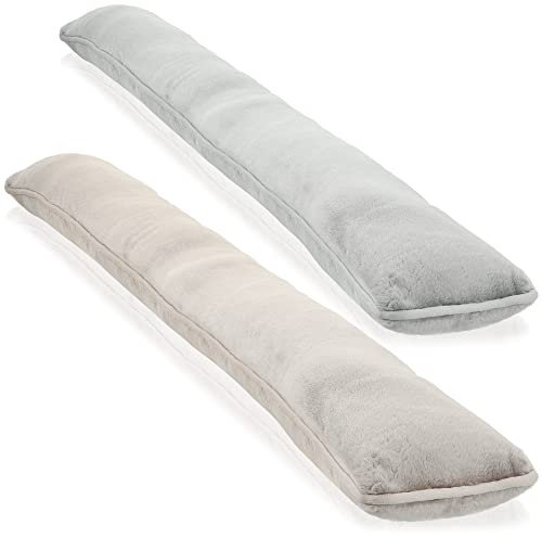 COM-FOUR® 2X Cortavientos para Puertas y Ventanas - Cortavientos de Microfibra - Ahorra energía con el Cortavientos - 1 kg de Cortavientos (02 Piezas - Gris Topo/Gris)